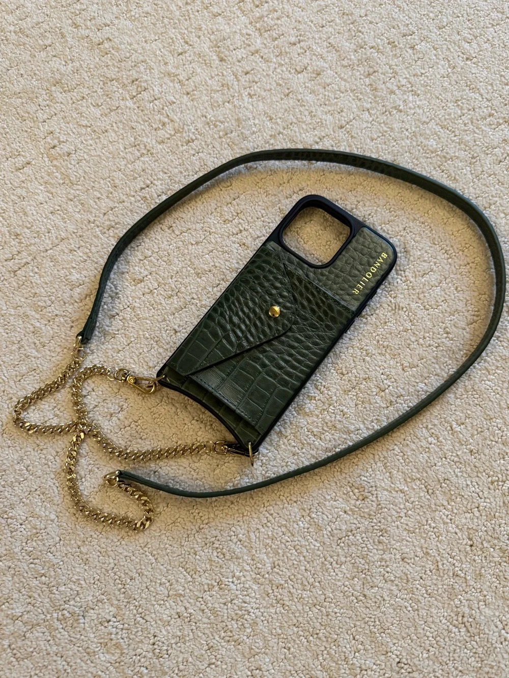 Bandolier Vivian Crossbody Phone case Green Croc